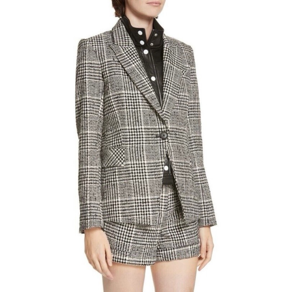 $695 Veronica Beard Rhett Plaid Tweed Single-breasted Dickey Jacket Blazer 6